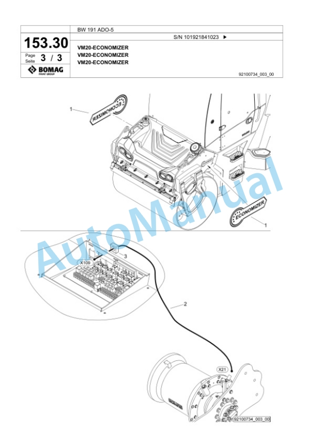 Bomag BW 191 ADO-5 Tandem Vibratory Roller Spare Parts Catalogue 00825973 4 Bomag BW 191 ADO-5 Tandem Vibratory Roller Spare Parts Catalogue 00825973-4