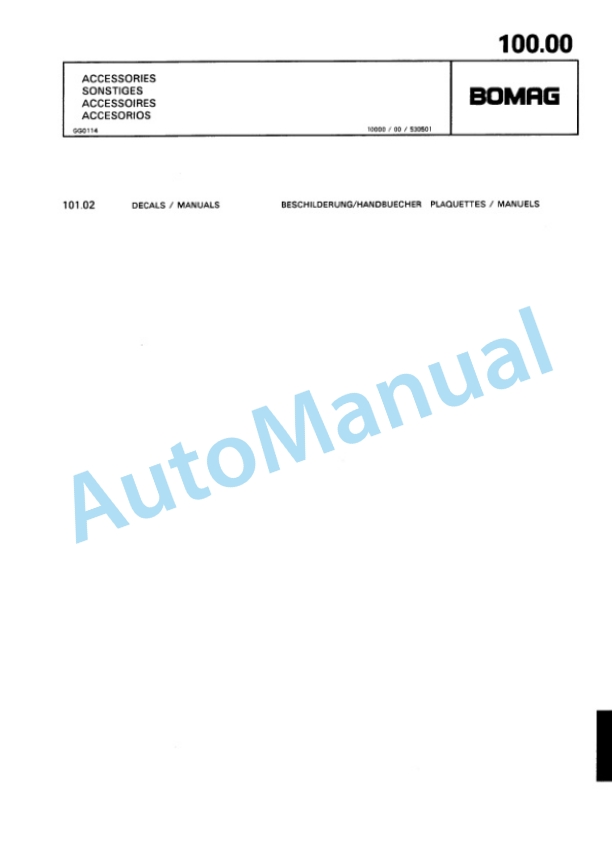 Bomag BW 20 R-2 Tire Roller Spare Parts Catalogue 00818808 FR 4 Bomag BW 20 R-2 Tire Roller Spare Parts Catalogue 00818808 FR-4