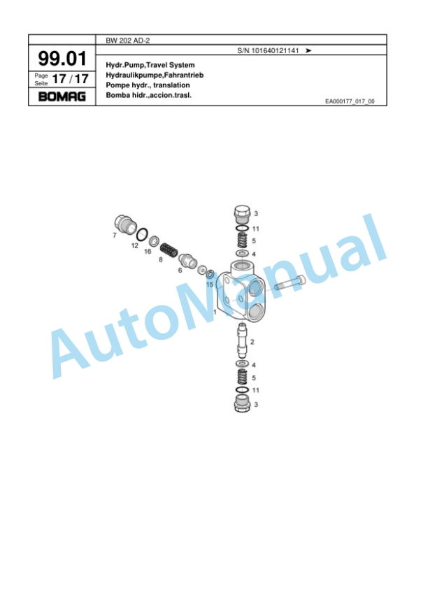 Bomag BW 202 AD-2 Tandem Vibratory Roller Spare Parts Catalogue 00817516-3