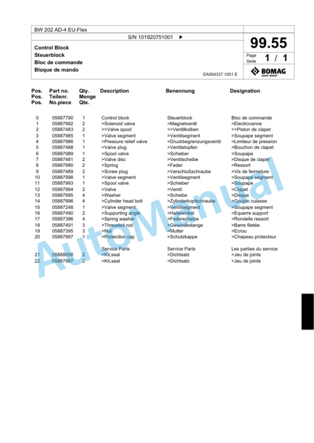 Bomag BW 202 AD-4 EU-Flex Tandem Vibratory Roller Spare Parts Catalogue 00824395 4 Bomag BW 202 AD-4 EU-Flex Tandem Vibratory Roller Spare Parts Catalogue 00824395-4