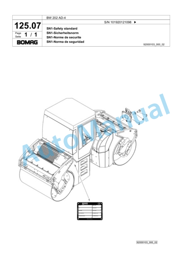 Bomag BW 202 AD-4 Tandem Vibratory Roller Spare Parts Catalogue 00818381 4 Bomag BW 202 AD-4 Tandem Vibratory Roller Spare Parts Catalogue 00818381-4