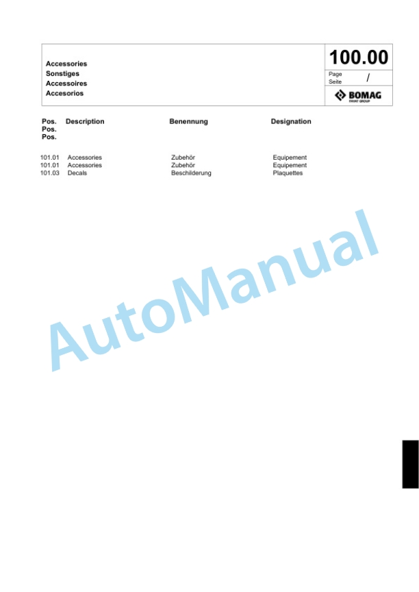 Bomag BW 202 AD-4 Tandem Vibratory Roller Spare Parts Catalogue 00818961 4 Bomag BW 202 AD-4 Tandem Vibratory Roller Spare Parts Catalogue 00818961-4