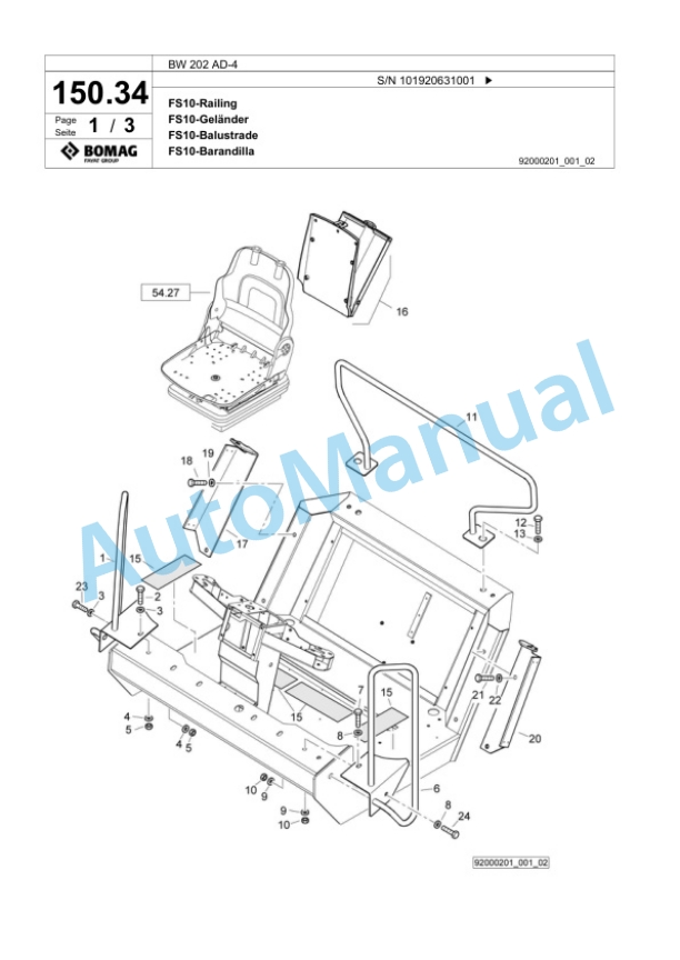 Bomag BW 202 AD-4 Tandem Vibratory Roller Spare Parts Catalogue 00818961 5 Bomag BW 202 AD-4 Tandem Vibratory Roller Spare Parts Catalogue 00818961-5