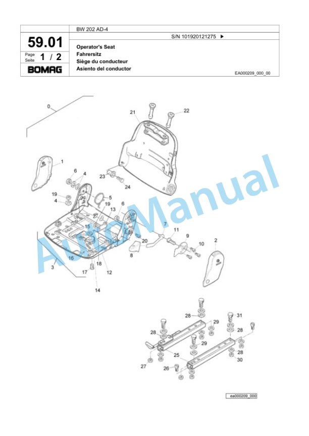 Bomag BW 202 AD-4 Tandem Vibratory Roller Spare Parts Catalogue 00824005 2 Bomag BW 202 AD-4 Tandem Vibratory Roller Spare Parts Catalogue 00824005-2
