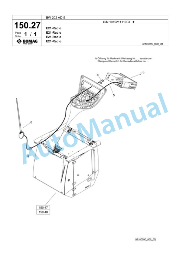 Bomag BW 202 AD-5 Tandem Vibratory Roller Spare Parts Catalogue 00824105 5 Bomag BW 202 AD-5 Tandem Vibratory Roller Spare Parts Catalogue 00824105-5