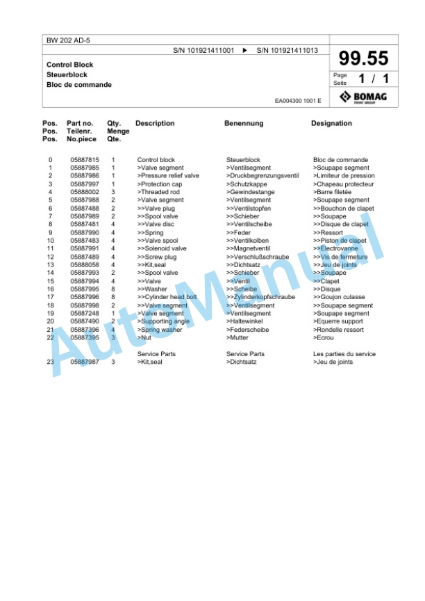 Bomag BW 202 AD-5 Tandem Vibratory Roller Spare Parts Catalogue 00824649 3 Bomag BW 202 AD-5 Tandem Vibratory Roller Spare Parts Catalogue 00824649-3