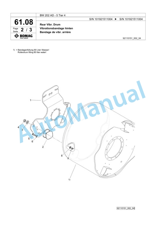 Bomag BW 202 AD-5 Tier 4 Tandem Vibratory Roller Spare Parts Catalogue 00824951 2 Bomag BW 202 AD-5 Tier 4 Tandem Vibratory Roller Spare Parts Catalogue 00824951-2