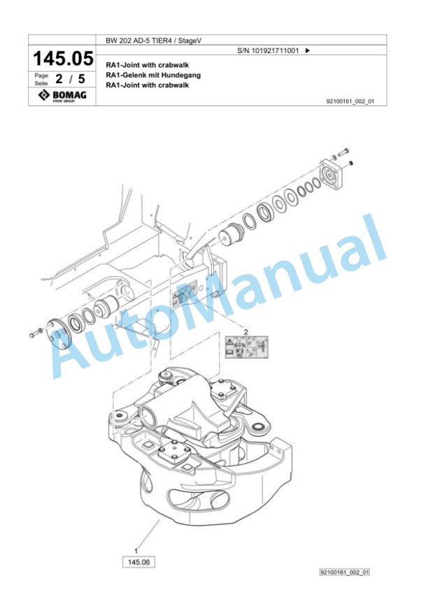 Bomag BW 202 AD-5 TIER4 - StageV Tandem Vibratory Roller Spare Parts Catalogue 00825629 3 Bomag BW 202 AD-5 TIER4 - StageV Tandem Vibratory Roller Spare Parts Catalogue 00825629-3