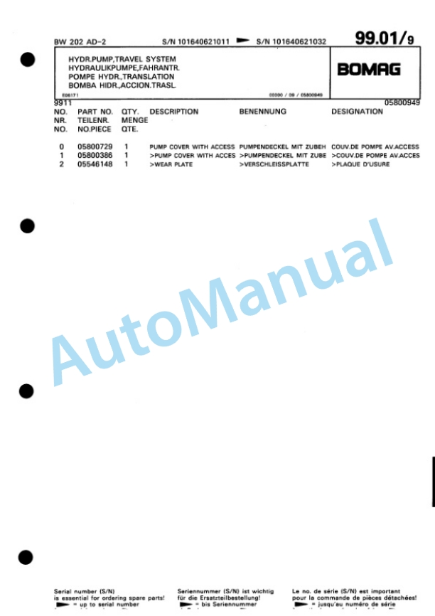 Bomag BW 202 ADH-2 Tandem Vibratory Roller Spare Parts Catalogue 00810962 3 Bomag BW 202 ADH-2 Tandem Vibratory Roller Spare Parts Catalogue 00810962-3