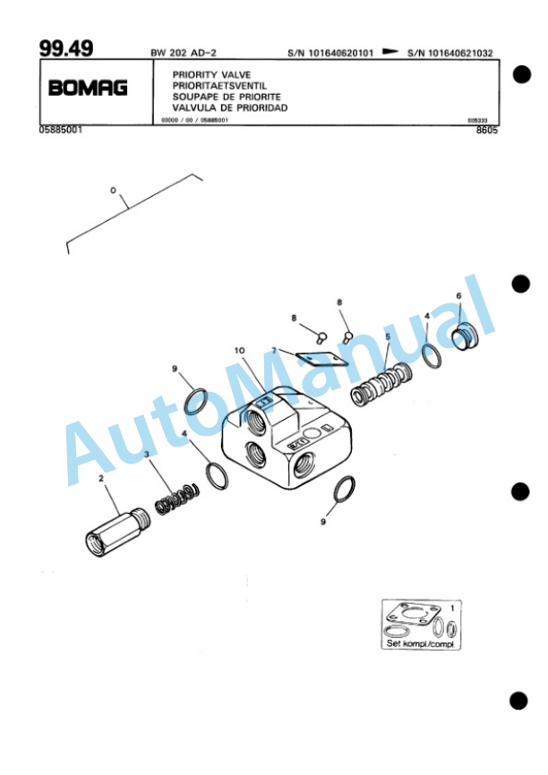 Bomag BW 202 ADH-2 Tandem Vibratory Roller Spare Parts Catalogue 00810962 4 Bomag BW 202 ADH-2 Tandem Vibratory Roller Spare Parts Catalogue 00810962-4