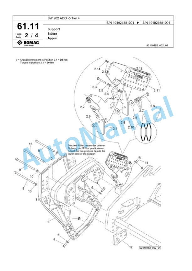Bomag BW 202 ADO-5 Tier 4 Tandem Vibratory Roller Spare Parts Catalogue 00824953 2 Bomag BW 202 ADO-5 Tier 4 Tandem Vibratory Roller Spare Parts Catalogue 00824953-2
