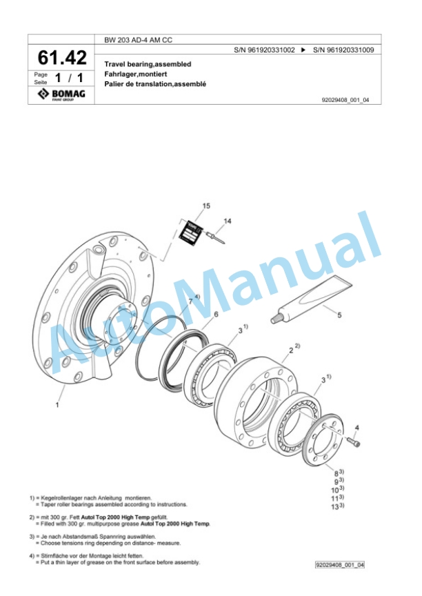 Bomag BW 203 AD-4 AM CC Tandem Vibratory Roller Spare Parts Catalogue 00825089 2 Bomag BW 203 AD-4 AM CC Tandem Vibratory Roller Spare Parts Catalogue 00825089-2
