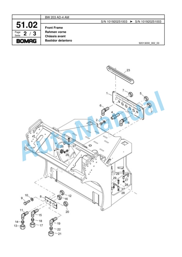 Bomag BW 203 AD-4 AM Tandem Vibratory Roller Spare Parts Catalogue 00817837 2 Bomag BW 203 AD-4 AM Tandem Vibratory Roller Spare Parts Catalogue 00817837-2
