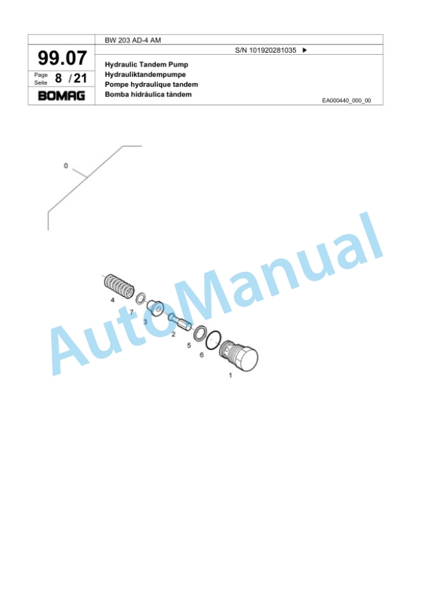 Bomag BW 203 AD-4 AM Tandem Vibratory Roller Spare Parts Catalogue 00824019 3 Bomag BW 203 AD-4 AM Tandem Vibratory Roller Spare Parts Catalogue 00824019-3