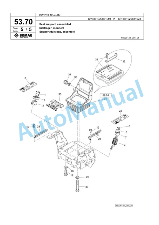 Bomag BW 203 AD-4 AM Tandem Vibratory Roller Spare Parts Catalogue 00825067 2 Bomag BW 203 AD-4 AM Tandem Vibratory Roller Spare Parts Catalogue 00825067-2