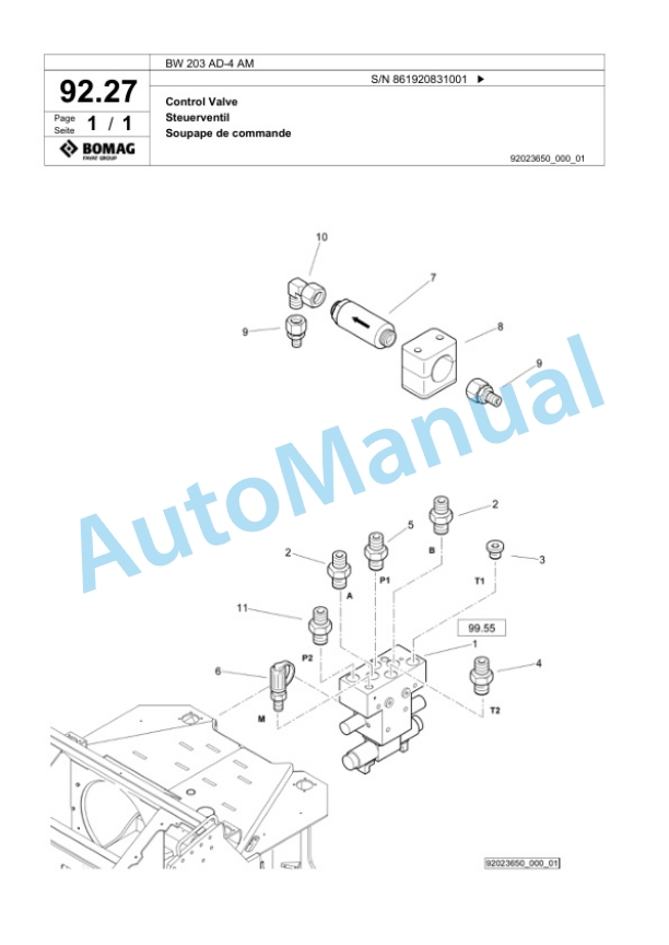 Bomag BW 203 AD-4 AM Tandem Vibratory Roller Spare Parts Catalogue 00825067 4 Bomag BW 203 AD-4 AM Tandem Vibratory Roller Spare Parts Catalogue 00825067-4