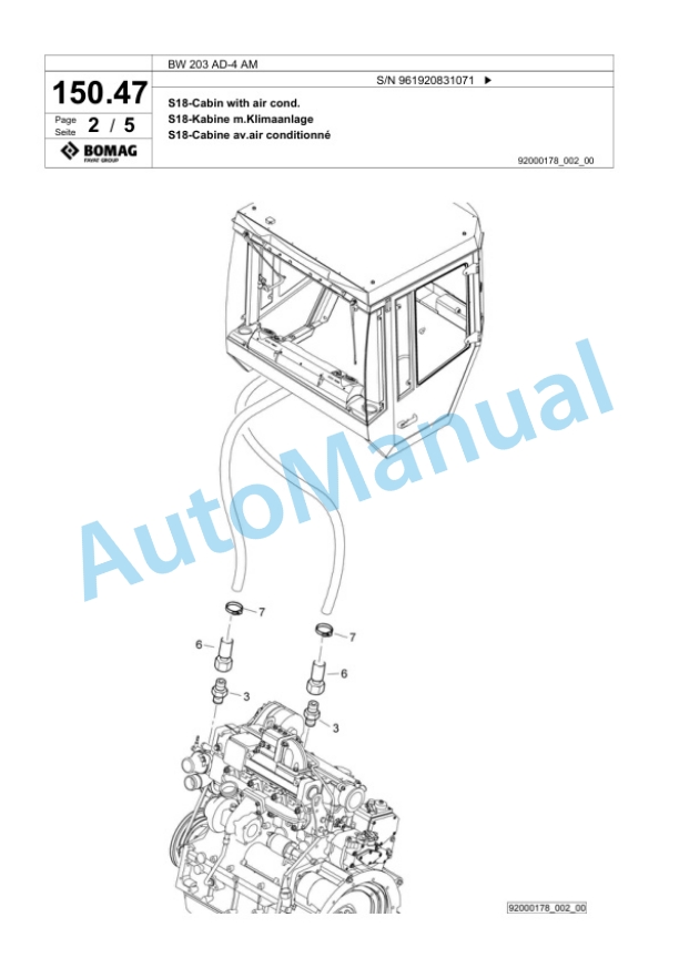 Bomag BW 203 AD-4 AM Tandem Vibratory Roller Spare Parts Catalogue 00826237 5 Bomag BW 203 AD-4 AM Tandem Vibratory Roller Spare Parts Catalogue 00826237-5