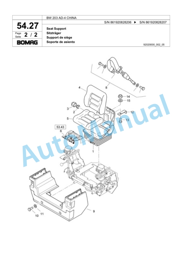 Bomag BW 203 AD-4 CHINA Tandem Vibratory Roller Spare Parts Catalogue 00818369 2 Bomag BW 203 AD-4 CHINA Tandem Vibratory Roller Spare Parts Catalogue 00818369-2