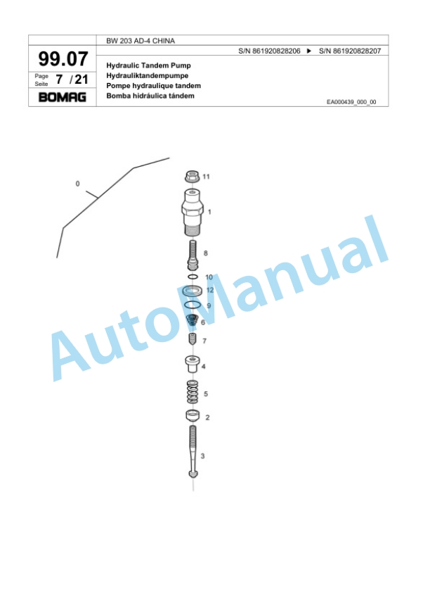 Bomag BW 203 AD-4 CHINA Tandem Vibratory Roller Spare Parts Catalogue 00818369 3 Bomag BW 203 AD-4 CHINA Tandem Vibratory Roller Spare Parts Catalogue 00818369-3