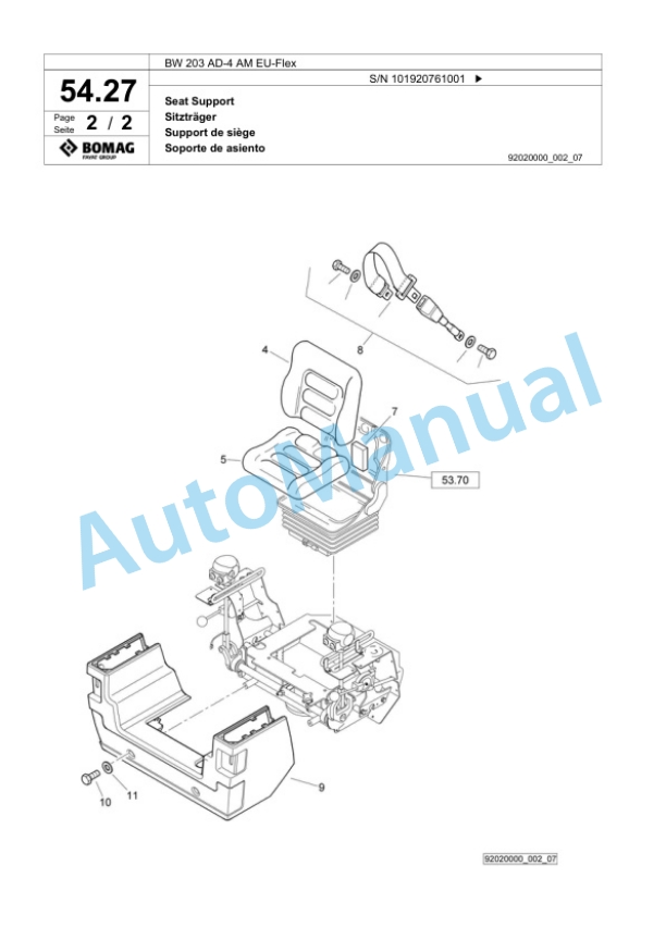 Bomag BW 203 AD-4 EU-Flex Tandem Vibratory Roller Spare Parts Catalogue 00824397 2 Bomag BW 203 AD-4 EU-Flex Tandem Vibratory Roller Spare Parts Catalogue 00824397-2