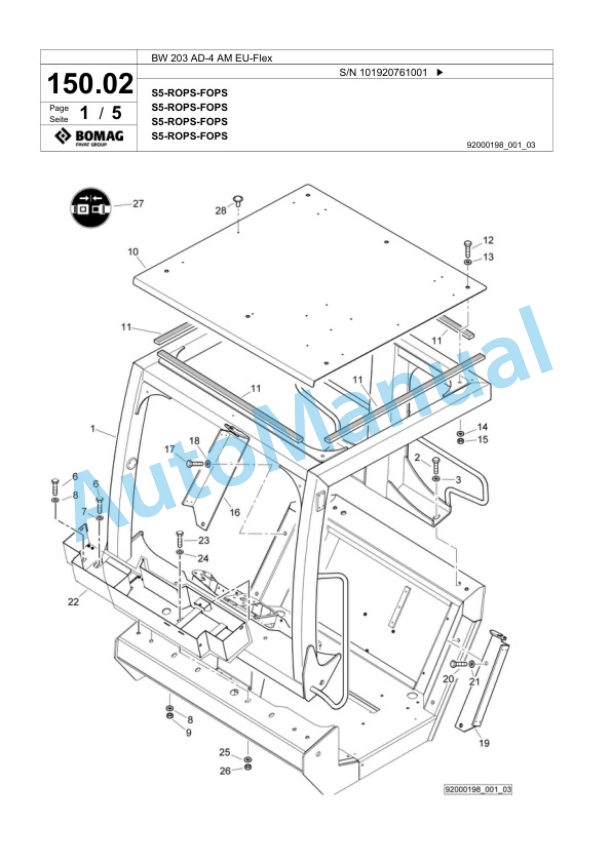 Bomag BW 203 AD-4 EU-Flex Tandem Vibratory Roller Spare Parts Catalogue 00824397 5 Bomag BW 203 AD-4 EU-Flex Tandem Vibratory Roller Spare Parts Catalogue 00824397-5