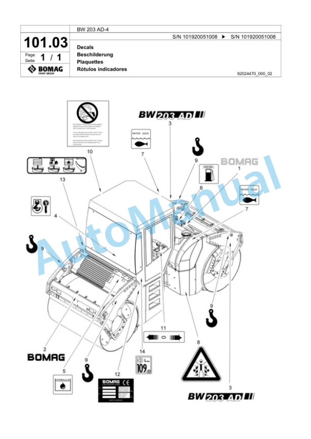 Bomag BW 203 AD-4 Tandem Vibratory Roller Spare Parts Catalogue 00817753 4 Bomag BW 203 AD-4 Tandem Vibratory Roller Spare Parts Catalogue 00817753-4