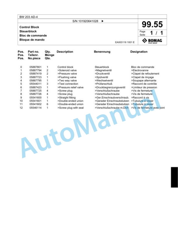 Bomag BW 203 AD-4 Tandem Vibratory Roller Spare Parts Catalogue 00818963 4 Bomag BW 203 AD-4 Tandem Vibratory Roller Spare Parts Catalogue 00818963-4