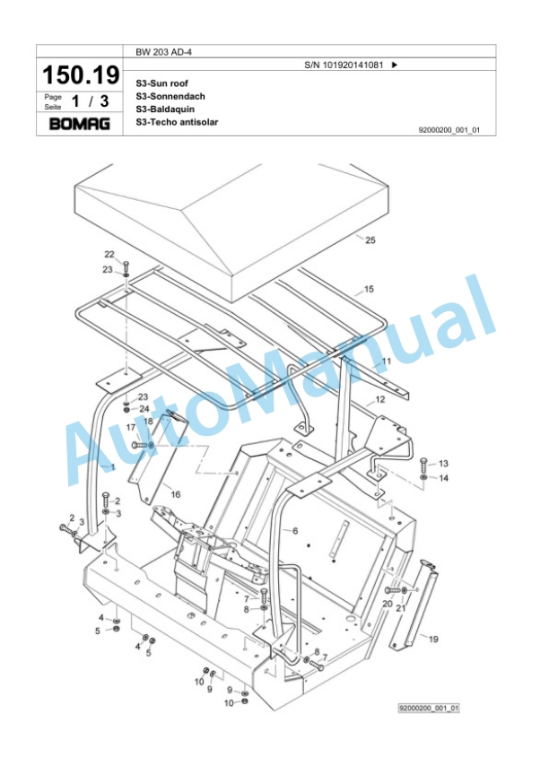 Bomag BW 203 AD-4 Tandem Vibratory Roller Spare Parts Catalogue 00824007 5 Bomag BW 203 AD-4 Tandem Vibratory Roller Spare Parts Catalogue 00824007-5