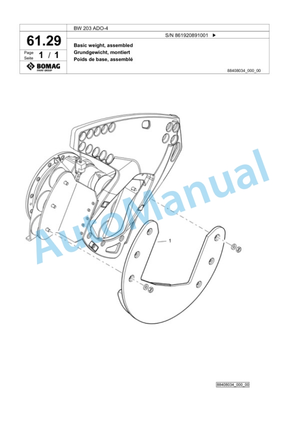 Bomag BW 203 ADO-4 Tandem Vibratory Roller Spare Parts Catalogue 00825049 2 Bomag BW 203 ADO-4 Tandem Vibratory Roller Spare Parts Catalogue 00825049-2
