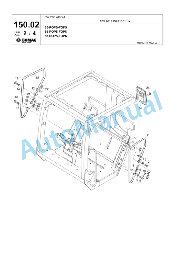 Bomag BW 203 ADO-4 Tandem Vibratory Roller Spare Parts Catalogue 00825049 4 Bomag BW 203 ADO-4 Tandem Vibratory Roller Spare Parts Catalogue 00825049-4