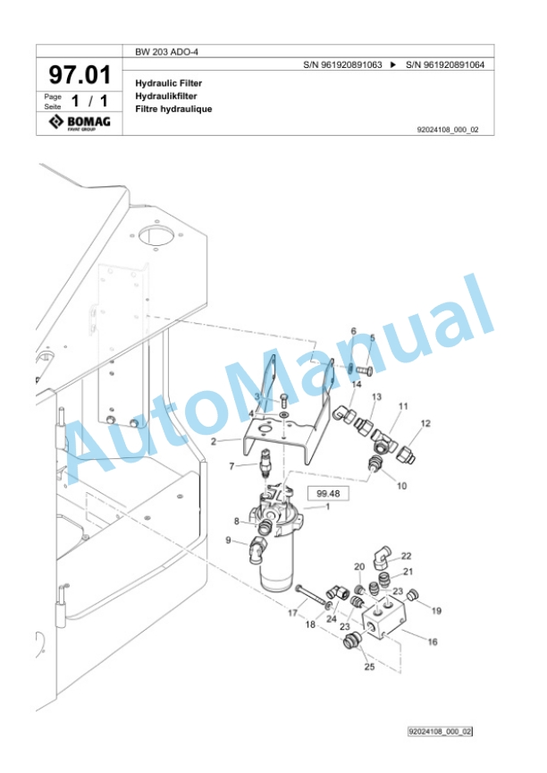 Bomag BW 203 ADO-4 Tandem Vibratory Roller Spare Parts Catalogue 00826247 3 Bomag BW 203 ADO-4 Tandem Vibratory Roller Spare Parts Catalogue 00826247-3