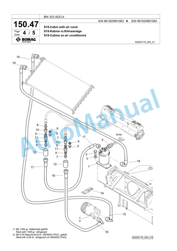 Bomag BW 203 ADO-4 Tandem Vibratory Roller Spare Parts Catalogue 00826247 5 Bomag BW 203 ADO-4 Tandem Vibratory Roller Spare Parts Catalogue 00826247-5