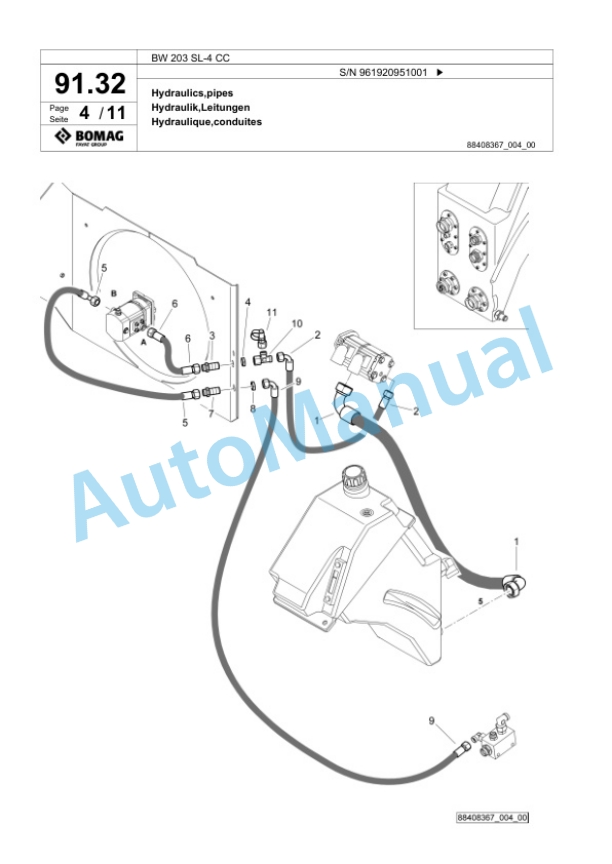 Bomag BW 203 SL-4 CC Tandem Vibratory Roller Spare Parts Catalogue 00826803 4 Bomag BW 203 SL-4 CC Tandem Vibratory Roller Spare Parts Catalogue 00826803-4