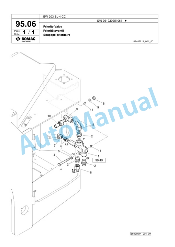 Bomag BW 203 SL-4 CC Tandem Vibratory Roller Spare Parts Catalogue 00826803 5 Bomag BW 203 SL-4 CC Tandem Vibratory Roller Spare Parts Catalogue 00826803-5