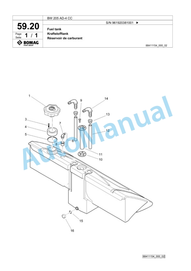 Bomag BW 205 AD-4 CC Tandem Vibratory Roller Spare Parts Catalogue 00825203 2 Bomag BW 205 AD-4 CC Tandem Vibratory Roller Spare Parts Catalogue 00825203-2