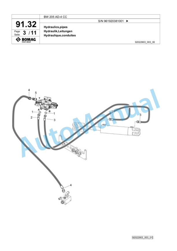 Bomag BW 205 AD-4 CC Tandem Vibratory Roller Spare Parts Catalogue 00825203 3 Bomag BW 205 AD-4 CC Tandem Vibratory Roller Spare Parts Catalogue 00825203-3
