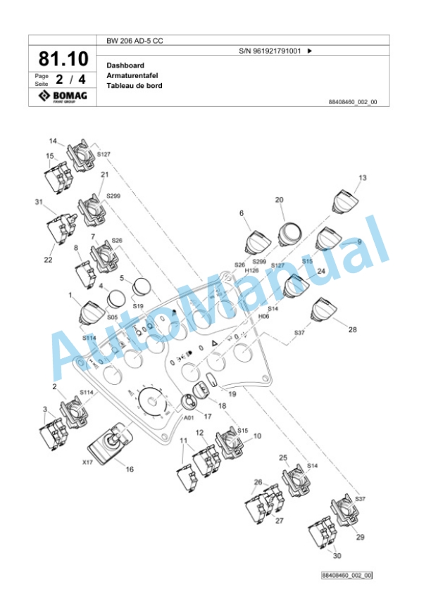 Bomag BW 206 AD-5 CC Tandem Vibratory Roller Spare Parts Catalogue 00827117 2 Bomag BW 206 AD-5 CC Tandem Vibratory Roller Spare Parts Catalogue 00827117-2