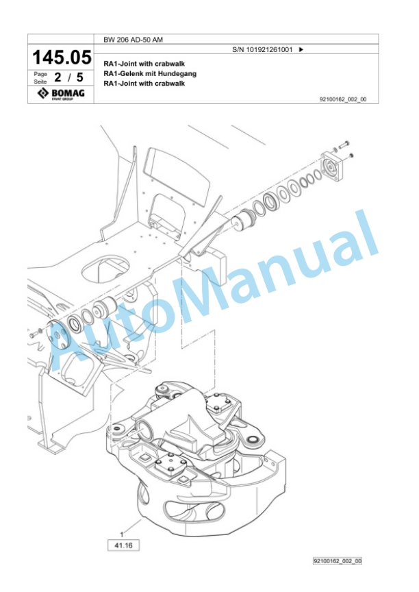 Bomag BW 206 AD-50 AM Tandem Vibratory Roller Spare Parts Catalogue 00825181 3 Bomag BW 206 AD-50 AM Tandem Vibratory Roller Spare Parts Catalogue 00825181-3