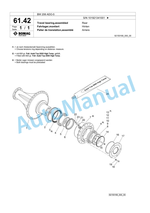 Bomag BW 206 ADO-5 Tandem Vibratory Roller Spare Parts Catalogue 00824601 2 Bomag BW 206 ADO-5 Tandem Vibratory Roller Spare Parts Catalogue 00824601-2