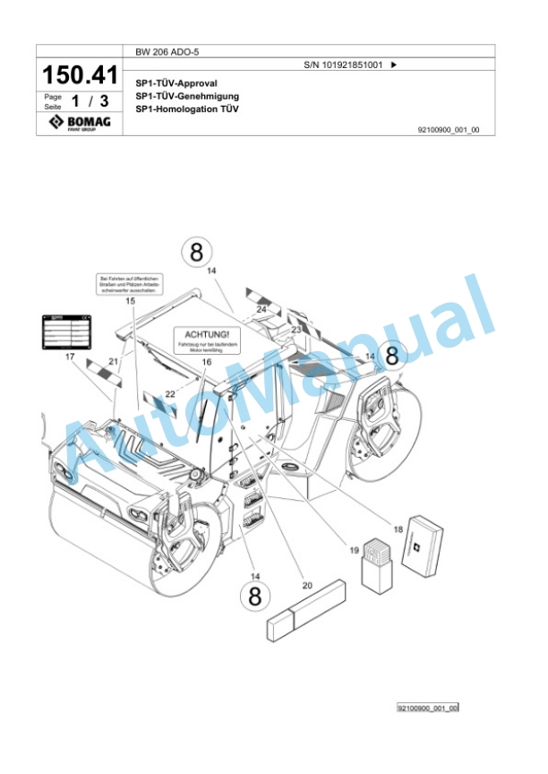 Bomag BW 206 ADO-5 Tandem Vibratory Roller Spare Parts Catalogue 00825975 3 Bomag BW 206 ADO-5 Tandem Vibratory Roller Spare Parts Catalogue 00825975-3