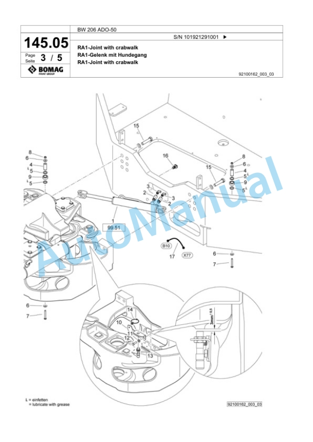 Bomag BW 206 ADO-50 Tandem Vibratory Roller Spare Parts Catalogue 00826103 4 Bomag BW 206 ADO-50 Tandem Vibratory Roller Spare Parts Catalogue 00826103-4