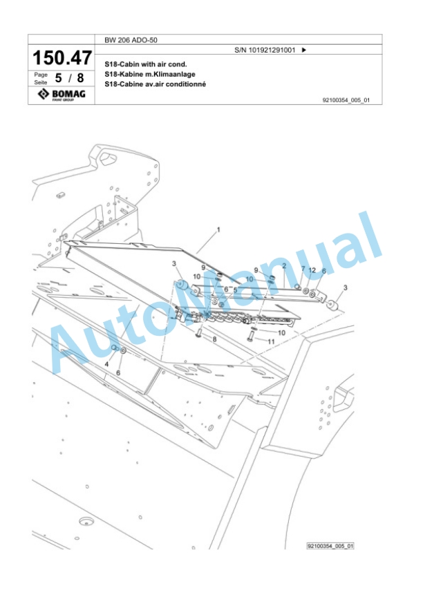Bomag BW 206 ADO-50 Tandem Vibratory Roller Spare Parts Catalogue 00826103 5 Bomag BW 206 ADO-50 Tandem Vibratory Roller Spare Parts Catalogue 00826103-5