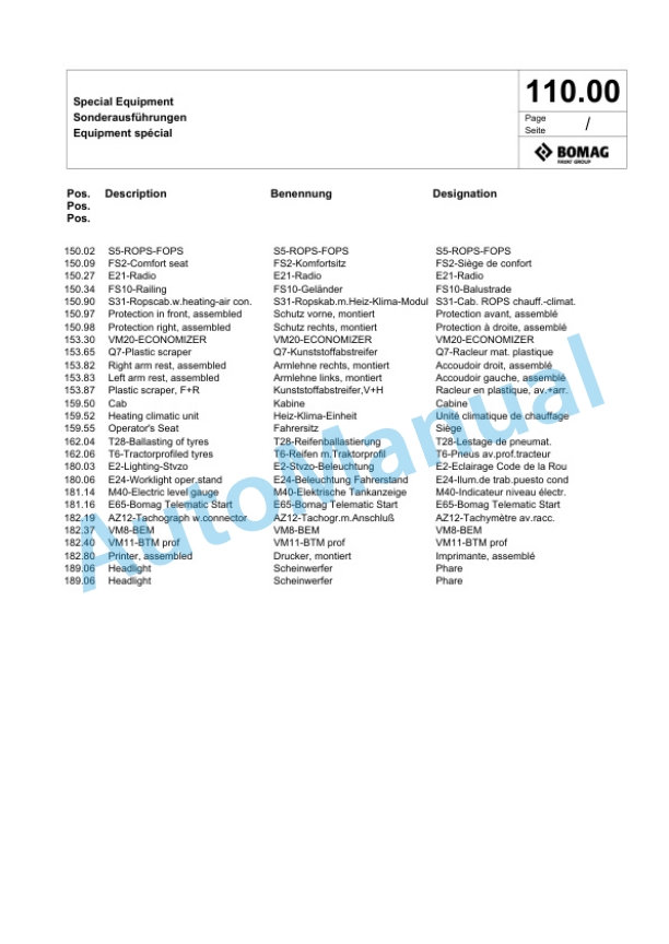 Bomag BW 211 - 40 Single Drum Wheel Drive Vibratory Roller Spare Parts Catalogue 00826367 3 Bomag BW 211 - 40 Single Drum Wheel Drive Vibratory Roller Spare Parts Catalogue 00826367-3