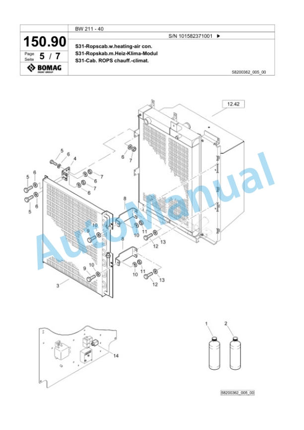 Bomag BW 211 - 40 Single Drum Wheel Drive Vibratory Roller Spare Parts Catalogue 00826367 4 Bomag BW 211 - 40 Single Drum Wheel Drive Vibratory Roller Spare Parts Catalogue 00826367-4