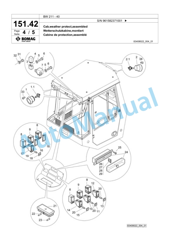 Bomag BW 211 - 40 Single Drum Wheel Drive Vibratory Roller Spare Parts Catalogue 00826697 3 Bomag BW 211 - 40 Single Drum Wheel Drive Vibratory Roller Spare Parts Catalogue 00826697-3