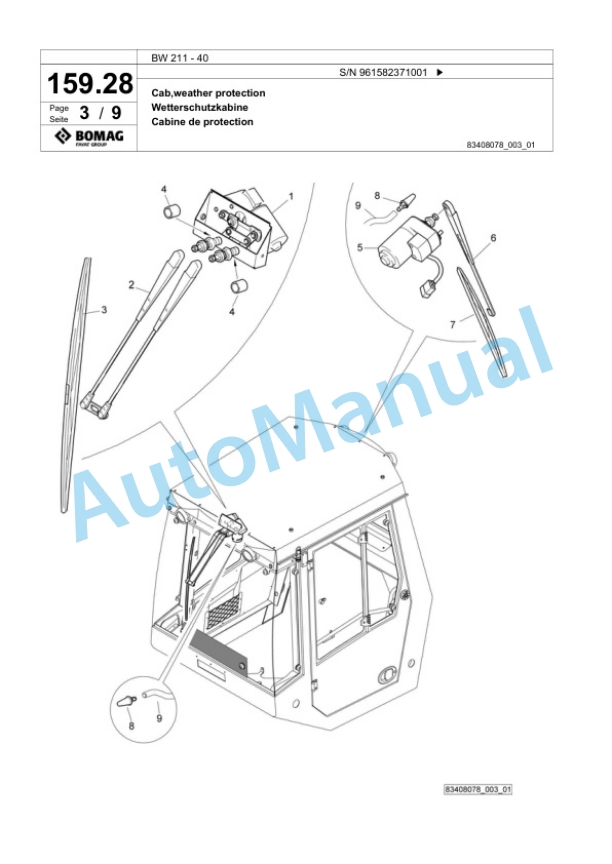 Bomag BW 211 - 40 Single Drum Wheel Drive Vibratory Roller Spare Parts Catalogue 00826697 4 Bomag BW 211 - 40 Single Drum Wheel Drive Vibratory Roller Spare Parts Catalogue 00826697-4