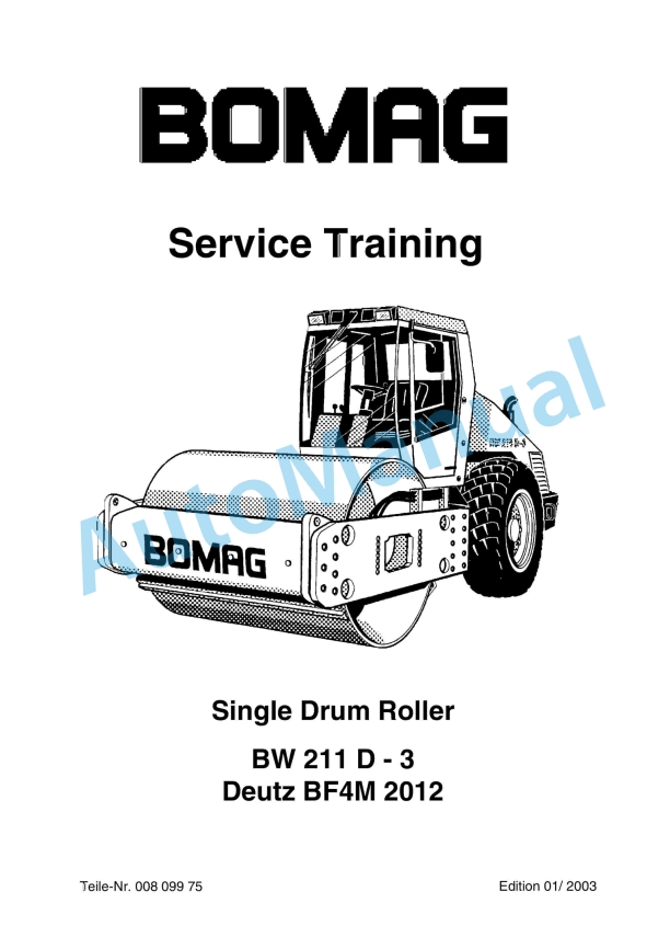 Bomag BW 211 D - 3 Deutz BF4M 2012 Single Drum Roller Service Training 00809975