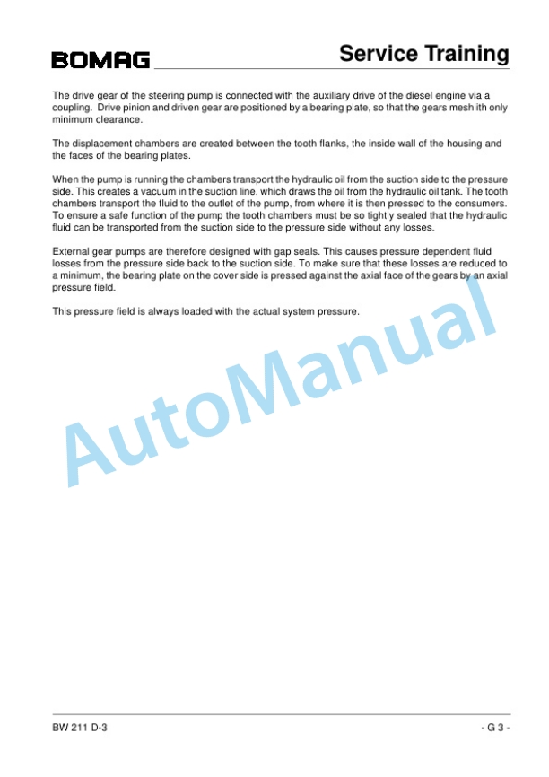 Bomag BW 211 D-3 Single Drum Roller Training Manual 00809907 4 Bomag BW 211 D-3 Single Drum Roller Training Manual 00809907-4
