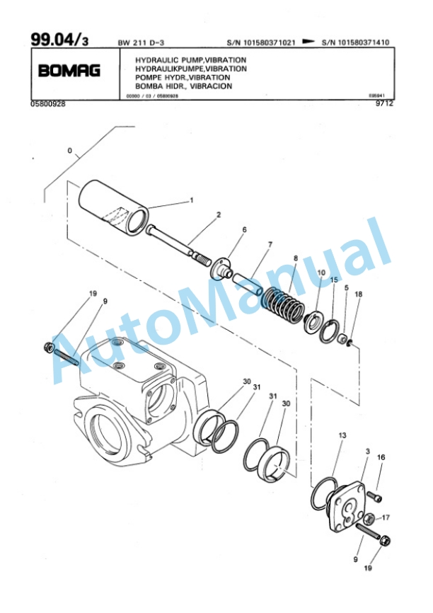Bomag BW 211 D-3 Single Drum Wheel Drive Vibratory Roller Spare Parts Catalogue 00815437 2 Bomag BW 211 D-3 Single Drum Wheel Drive Vibratory Roller Spare Parts Catalogue 00815437-2