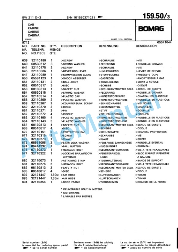 Bomag BW 211 D-3 Single Drum Wheel Drive Vibratory Roller Spare Parts Catalogue 00815437 4 Bomag BW 211 D-3 Single Drum Wheel Drive Vibratory Roller Spare Parts Catalogue 00815437-4